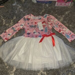 Pink and White Kids Casual Dress